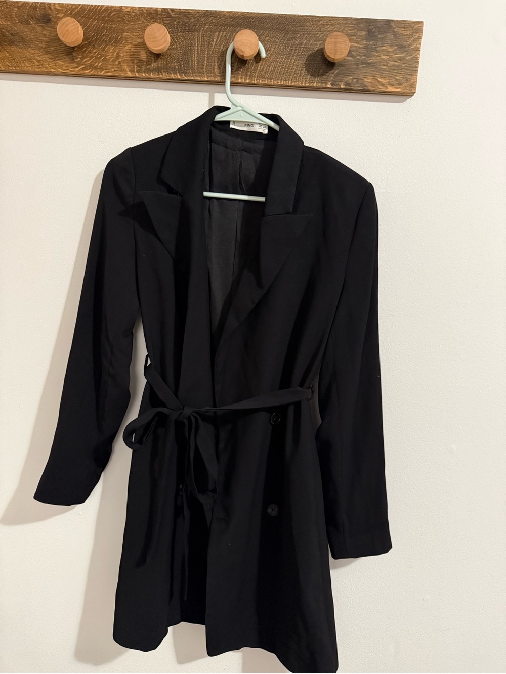 Mango MNG Black Belted Longline Blazer